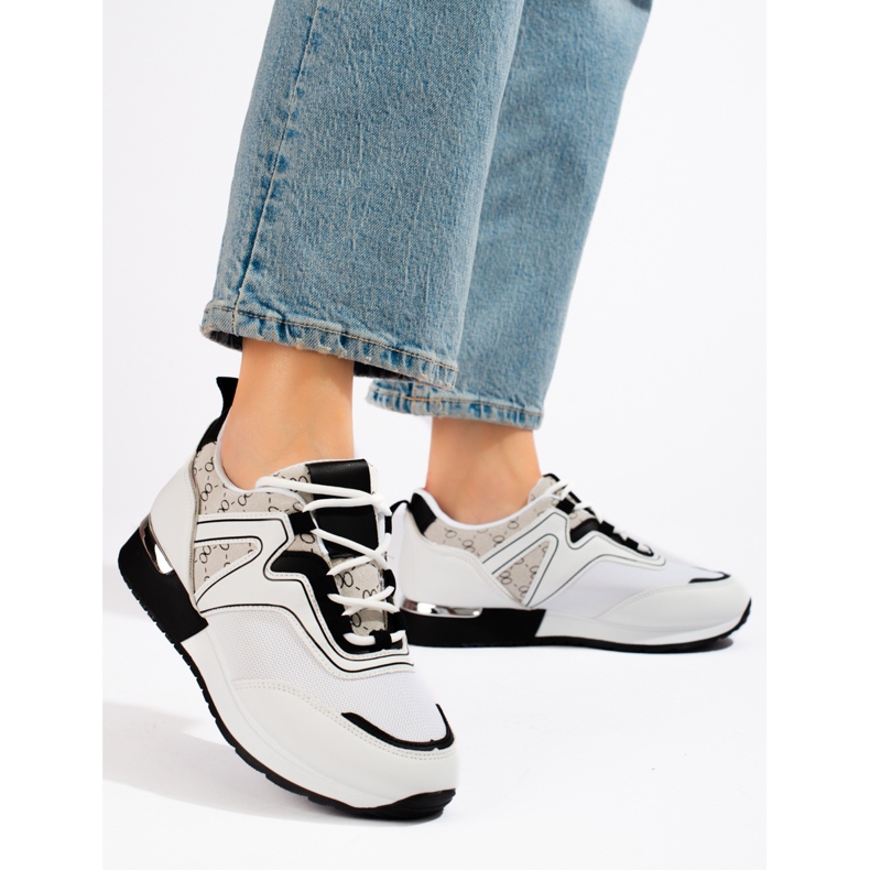 Sapatos desportivos de mulher branco preto Shelovet 1