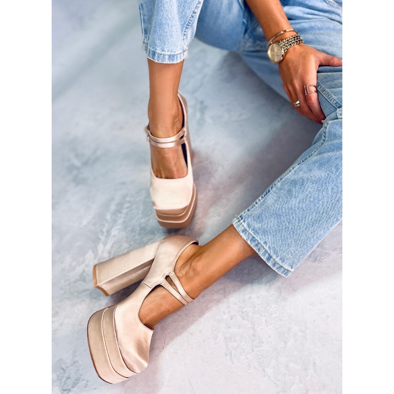 Sapatos plataforma de cetim Prandi Beige bege 1