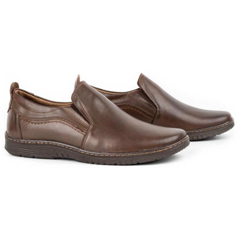 Olivier Sapatos mocassins masculinos de couro 727MP castanhos marrom 2