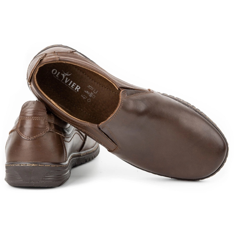 Olivier Sapatos mocassins masculinos de couro 727MP castanhos marrom 3