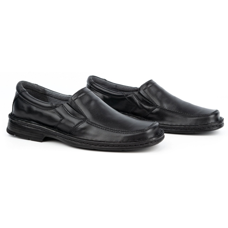 WASAK Mocassins masculinos de couro 0114W, preto 2