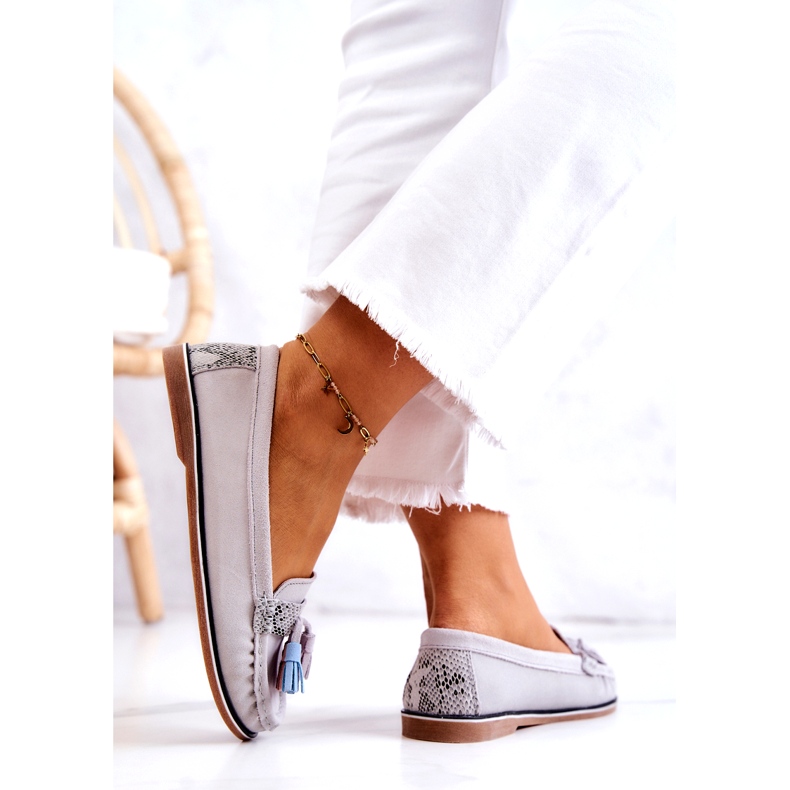 Evento Mocassins femininos de camurça com franjas cinza Laressa 3 Evento Mocassins femininos de camurça com franjas cinza Laressa 3