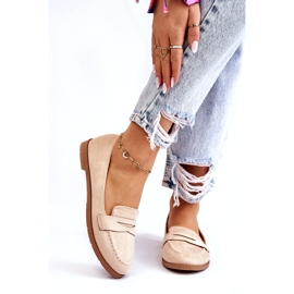 PS1 Mocassins femininos confortáveis ​​de camurça bege Lucca 1