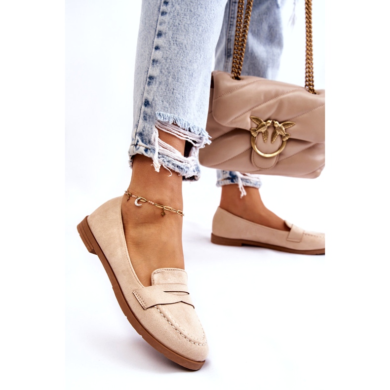 PS1 Mocassins femininos confortáveis ​​de camurça bege Lucca 3