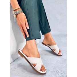 BM Chinelos de mulher Alyson Beige em forma de cruz bege 2