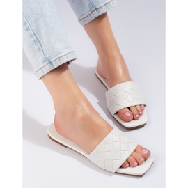 Goodin chinelos de couro ecológico branco 2