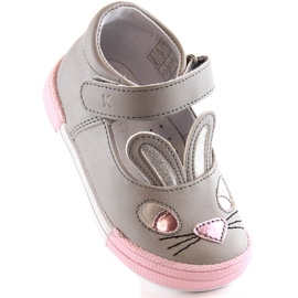 Sapatilhas de bailarina de menina cinza Kornecki 6480 com velcro 1 Sapatilhas de bailarina de menina cinza Kornecki 6480 com velcro 1