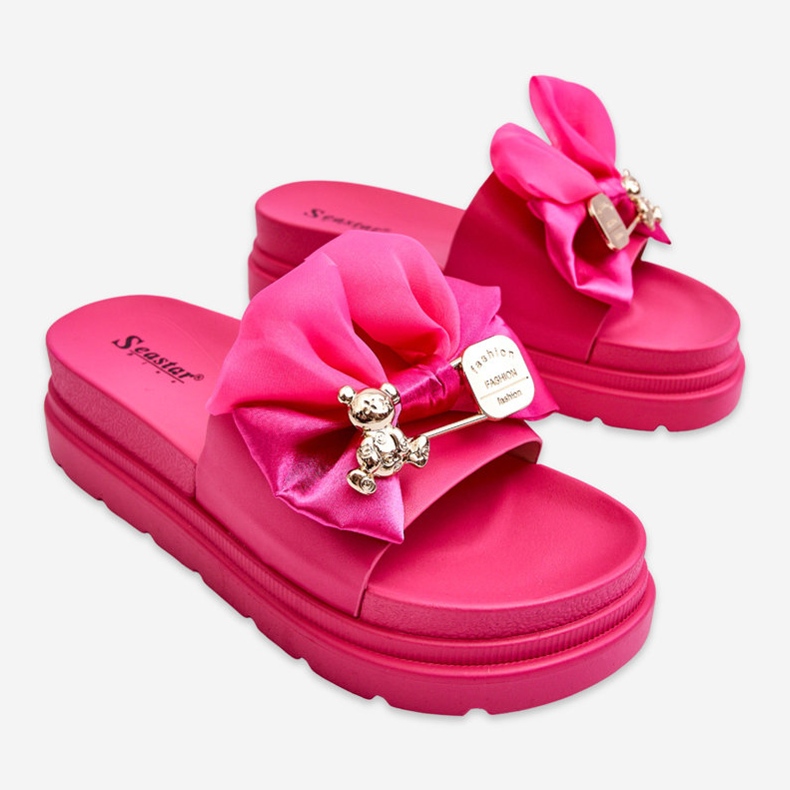 PE1 Chinelos com laço e ursinho decorativo Fuchsia Suzy rosa 1 PE1 Chinelos com laço e ursinho decorativo Fuchsia Suzy rosa 1