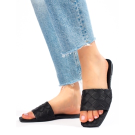 Goodin Chinelos de couro ecológico preto 1