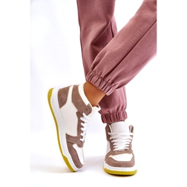 Calçados esportivos femininos altos, tênis, branco e bege 3