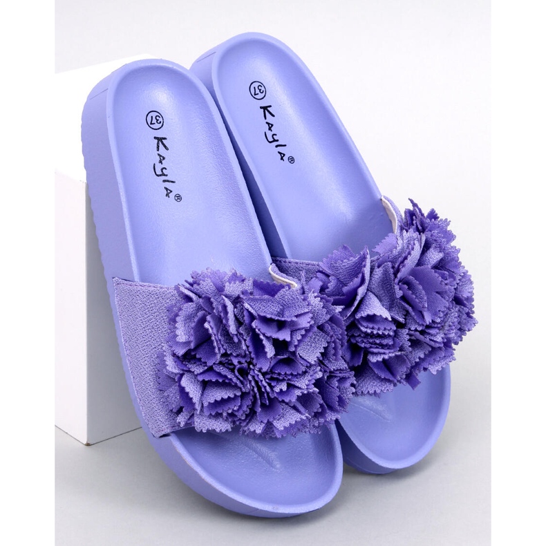 Chinelos de mulher com flores Traille Purple tolet 1