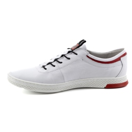 Polbut Sapatos casuais de couro masculino K23 branco com vermelho 1