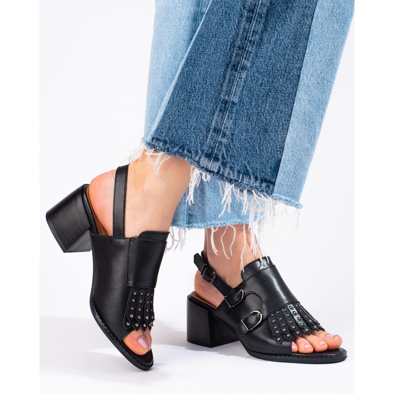 Sandálias de couro com jatos LA.FI preto 1