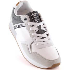 Sapatos esportivos masculinos de couro confortável branco Big Star JJ174144 1