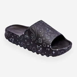 Chinelos femininos da moda em plataforma maciça preta Lorette preto 1