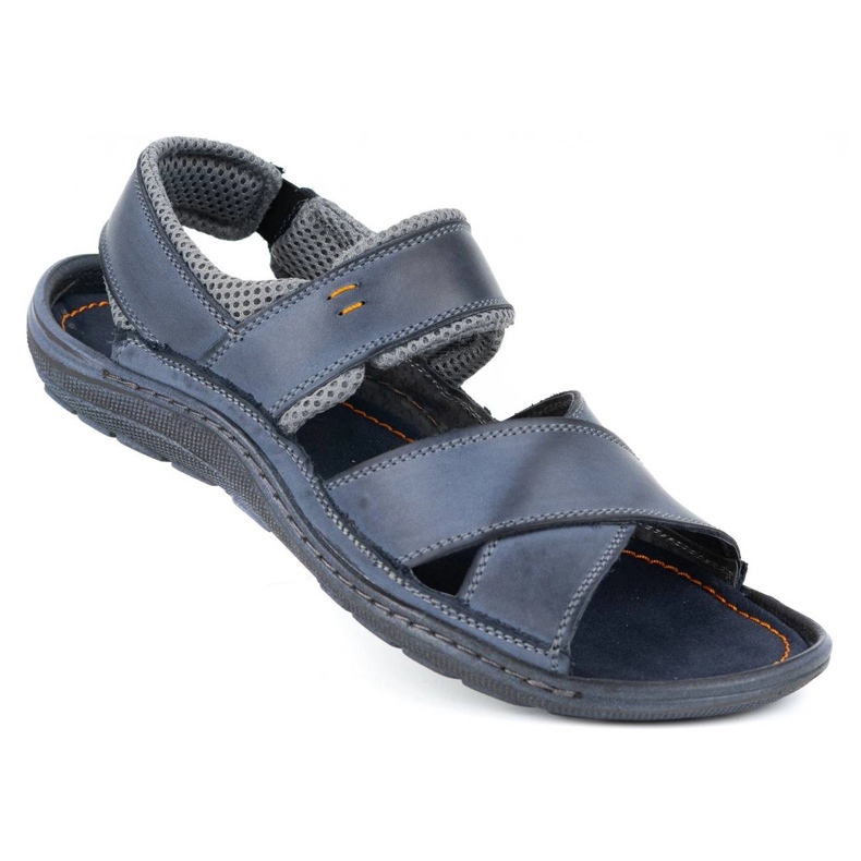 Olivier Sandálias de pele de homem 336GT azul marinho 2