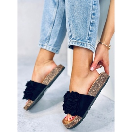 BM Chinelos de cortiça com flores da Brice Black preto 1