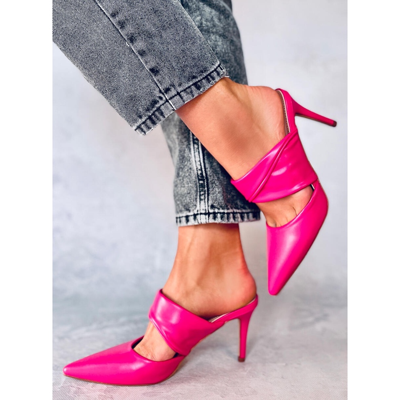 Charisse Fúcsia Mules com salto agulha rosa 2 Charisse Fúcsia Mules com salto agulha rosa 2