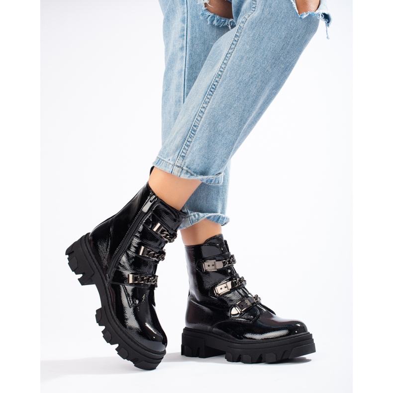 Botas Shelovet femininas clássicas em camurça ecológica preto 1