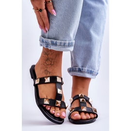 Chinelos femininos com tachas grandes preto Mercure 1