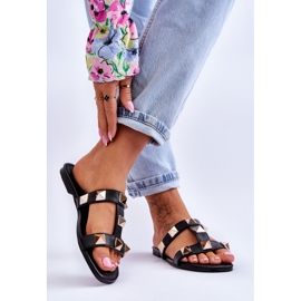 Chinelos femininos com tachas grandes preto Mercure 2