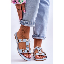 Chinelos femininos Mercure Blue com tachas grandes azul 1