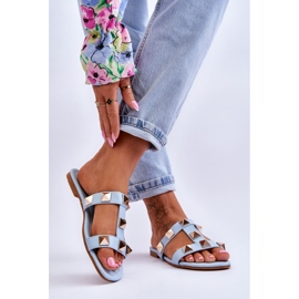 Chinelos femininos Mercure Blue com tachas grandes azul 2