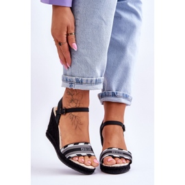 Sandália feminina confortável com cunha Big Star LL274877 preta preto 1