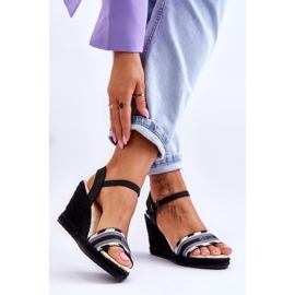 Sandália feminina confortável com cunha Big Star LL274877 preta preto 2