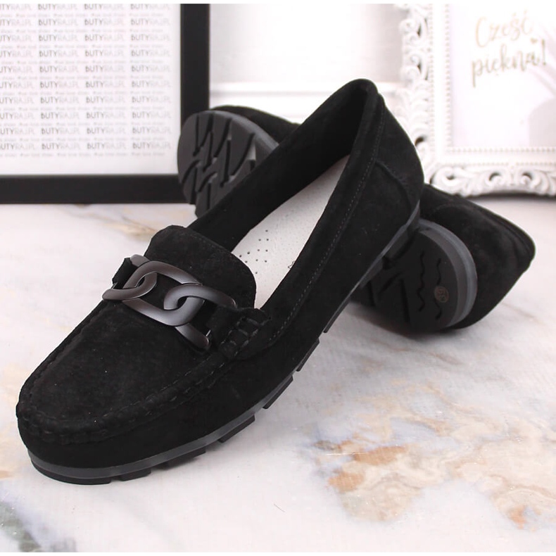 Mocassins pretos rasos em pele de mulher Filippo DP3630 1