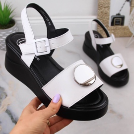 Sandálias de cunha de mulher em pele branca Filippo DS4411 branco 1