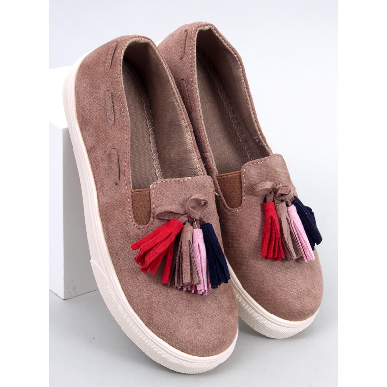Tênis primavera com franjas Salma Khaki bege 1