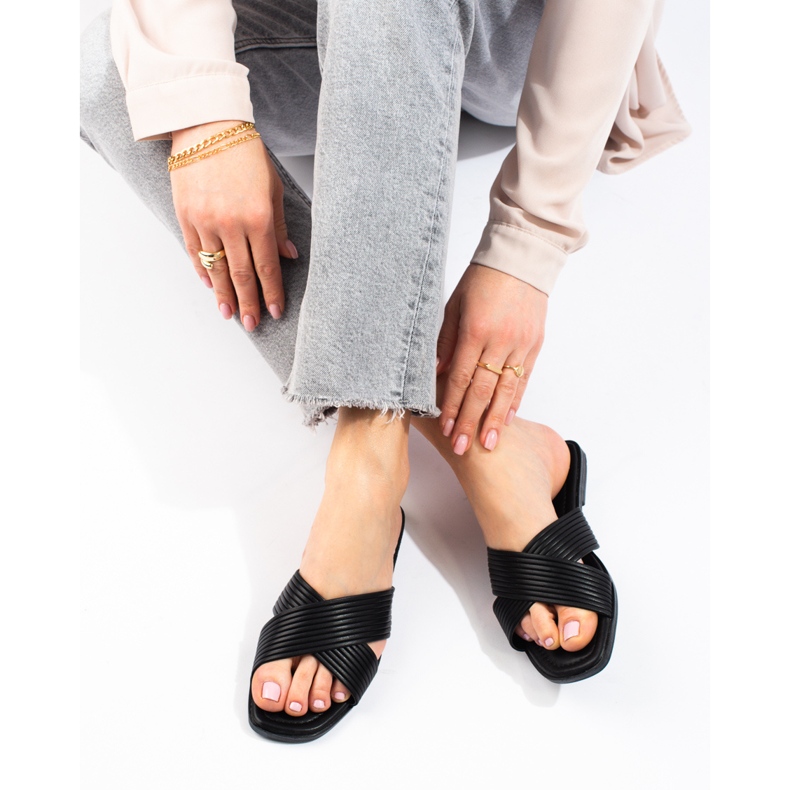 TRENDI Chinelos clássicos confortáveis preto 1