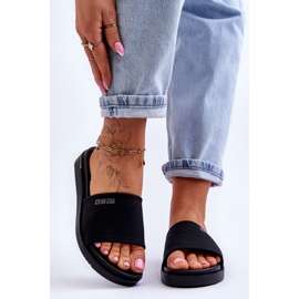 Chinelos plataforma femininos Big Star LL274930 preto 2