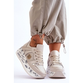 PE1 Tênis de couro feminino On A Chunky Platform Beige Astúrias bege 1