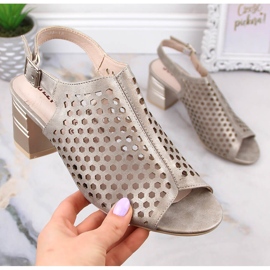 Sandália feminina vazada dourada de salto alto Jezzi MR1954A-14 dourado 1