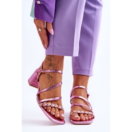 Sandália feminina com padrão de pele de cobra Roxo Amorio tolet 1
