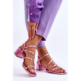 Sandália feminina com padrão de pele de cobra Roxo Amorio tolet 2