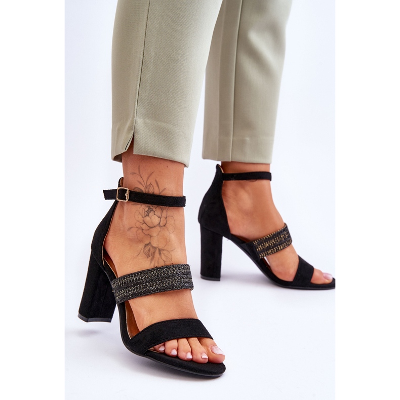 Sandálias de Camurça com Salto Trançado Preto Roselia 2