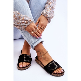 Chinelos femininos camurça plataforma preto Festil 1