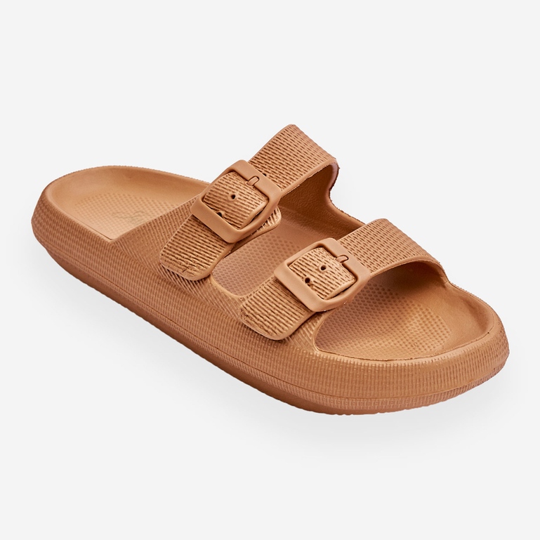 Chinelos femininos de espuma leve marrom Cleve 2