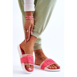 Chinelos esportivos femininos neon rosa nascer do sol 2