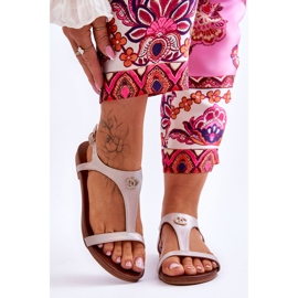 Sandália rasa com decoração S.Barski KV-5541-45 bege 1