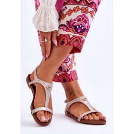 Sandália rasa com decoração S.Barski KV-5541-45 bege 2