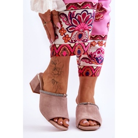 Chinelos de salto alto de camurça S.Barski KV-612-2 bege 1