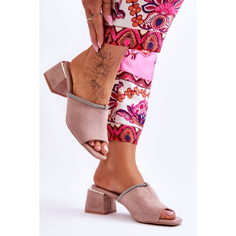 Chinelos de salto alto de camurça S.Barski KV-612-2 bege 2