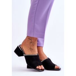 Chinelos de salto alto de camurça S.Barski KV-612-2 preto 1