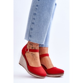 Sandálias femininas clássicas com cunha vermelha Malani vermelho 8