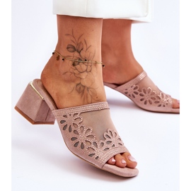 Chinelos de Salto Com Malha S.Barski KV-612-1 Nude bege 2