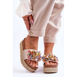 Chinelos femininos plataforma S.Barski KV-578-1 nude bege 1